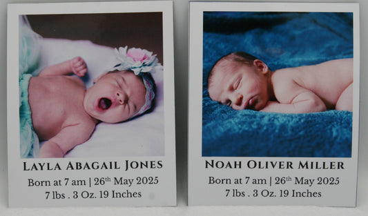 "Classic" Baby Announcement Magnets 3.25 x 4