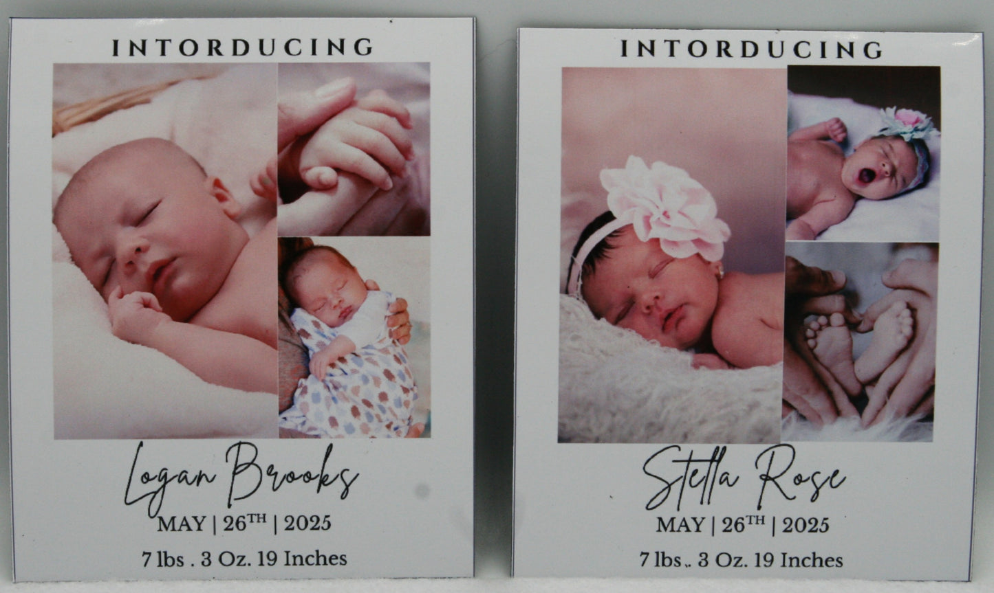 "Trio" Baby Announcement Magnets 3.25 x 4