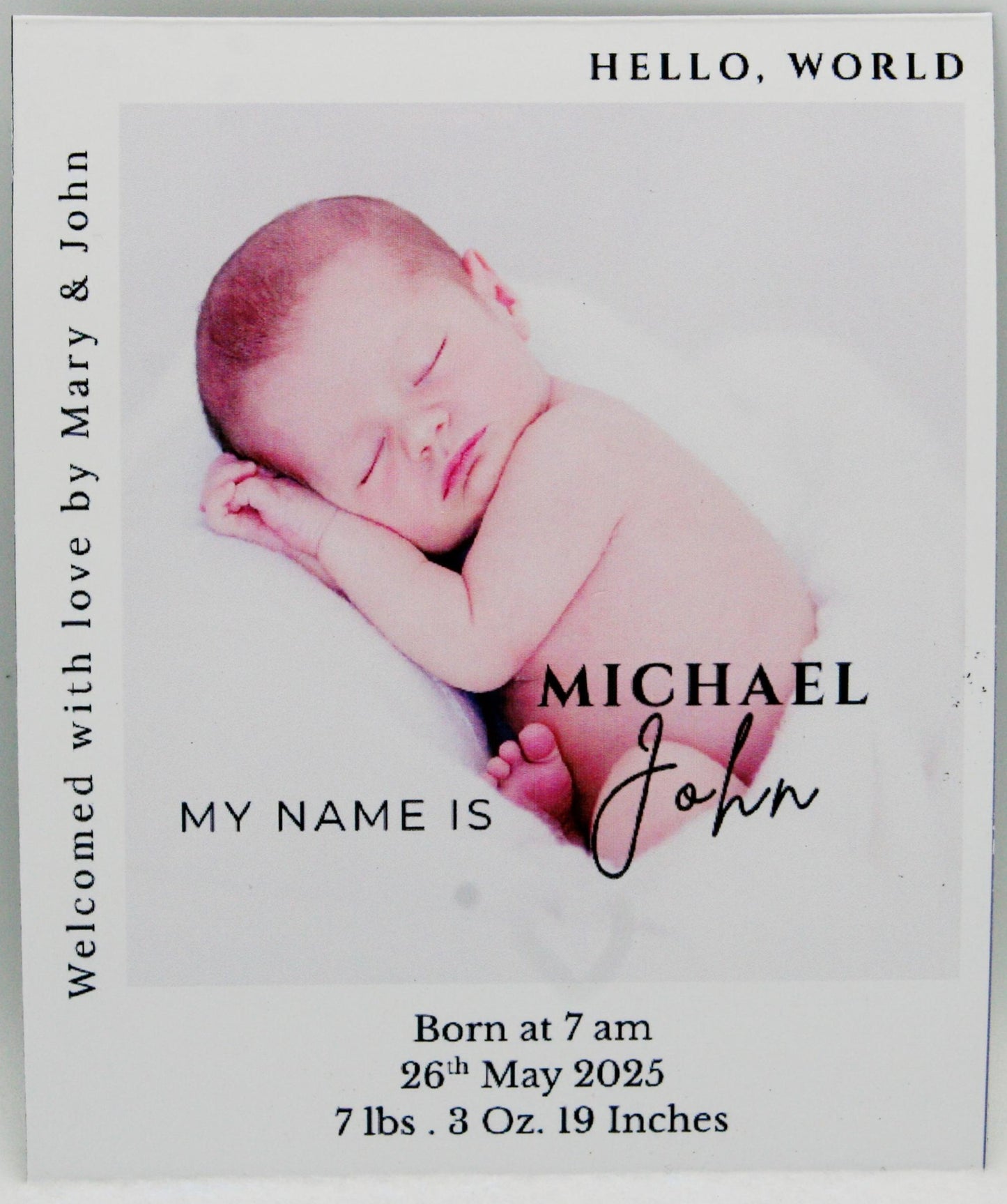 "Hello World" Baby Announcement Magnets 3.25 x 4