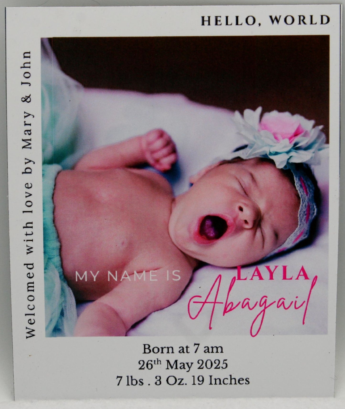 "Hello World" Baby Announcement Magnets 3.25 x 4