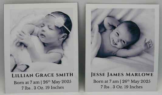 "Classic" Baby Announcement Magnets 3.25 x 4