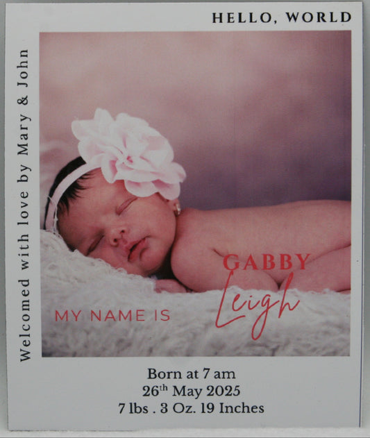 "Hello World" Baby Announcement Magnets 3.25 x 4