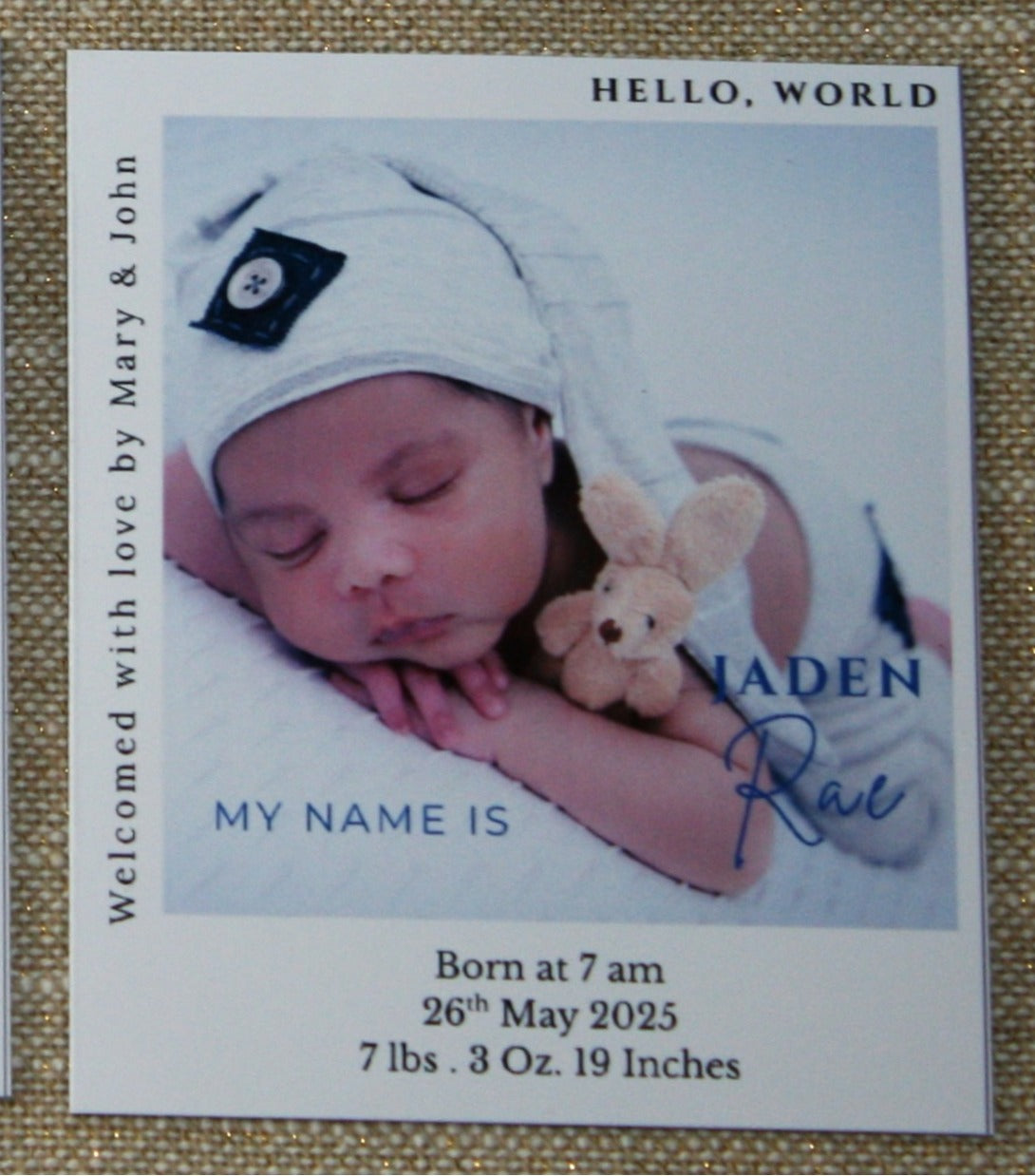 "Hello World" Baby Announcement Magnets 3.25 x 4