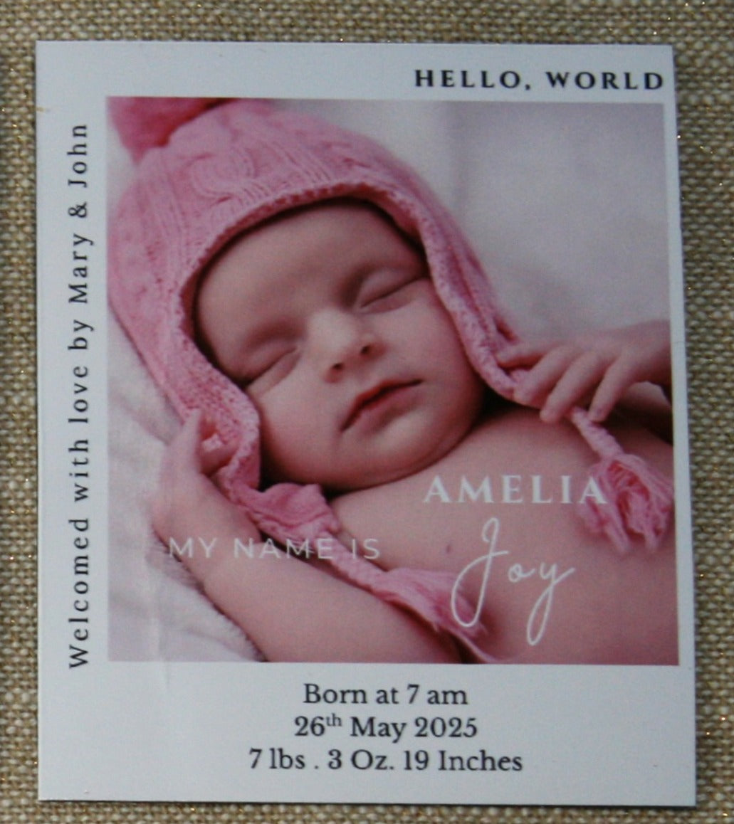 "Hello World" Baby Announcement Magnets 3.25 x 4